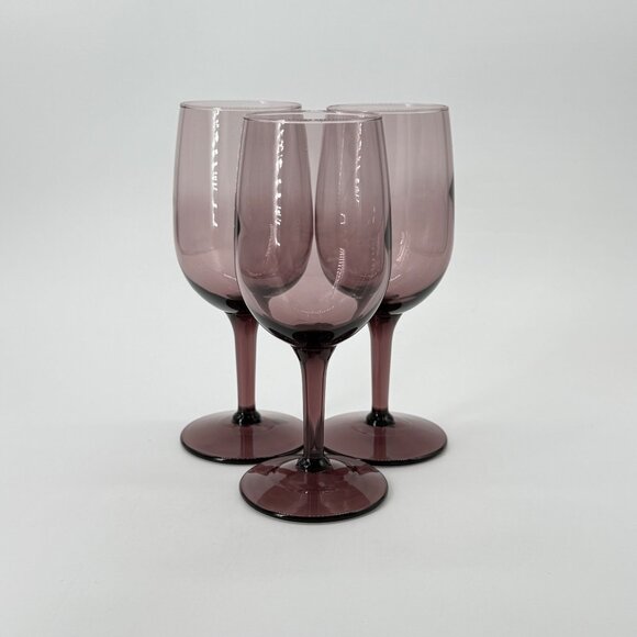 Libbey Purple Wine Glasses Set Of 3 - Vintage Style With Elegant Stemware For Co - Picture 2 of 7